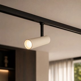 Foco Moderno Bege com Preto para Sistema de Trilho Monofásico - Slimline Uzzy