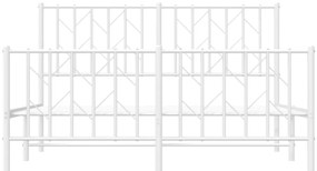 Estrutura de cama com cabeceira e pés 135x190 cm metal branco