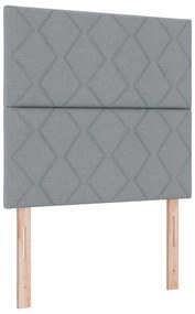 Cama Box com Colchão e Luz LED Cinzento-Claro 90x200 cm em Tecido