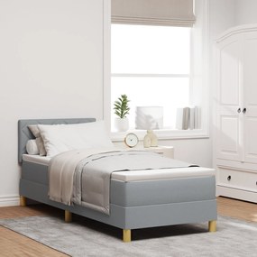 Cama Box Spring com Colchão Cinza Claro 80x200 cm Tecido