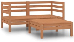 vidaXL 3 pcs conjunto lounge de jardim pinho maciço castanho mel