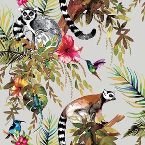 426212 DUTCH WALLCOVERINGS Papel de parede com lémures prateado