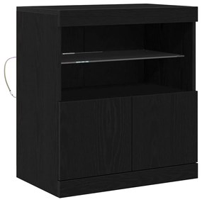 Sideboard vidaXL com Luzes LED Carvalho Preto 60x37x67 cm