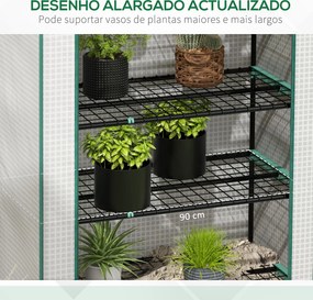 Estufa de Jardim de 5 Prateleiras Estufa Resistente com 1 Porta com Fecho de Correr Anti-UV 90x49x193 cm Branco