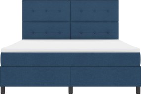vidaXL Cama Box com colchão com led Azul 180 x 200 cm tecido