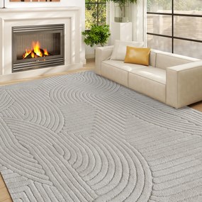 Tapete Sala de Estar 160x230 cm Tapete Pelo Curto Estilo Moderno Base Antiderrapante Tecida à Máquina Cinzento