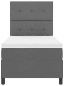 Cama Box Spring com Colchão Cinza Escuro 90x200 cm Tecido