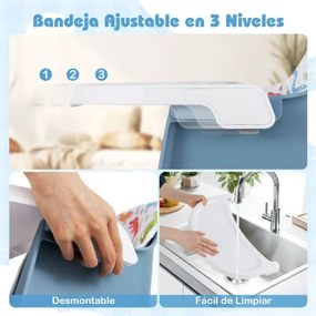 Cadeira alta Refeição conversível para bebés 16 em 1 com bandeja removível e arnês de 5 pontos Assento elevatório Mesa para blocos de construção Azul