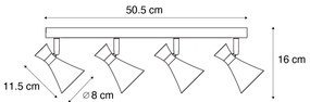 Foco de teto moderno preto 4 luzes giratório e inclinável - Triangle Moderno