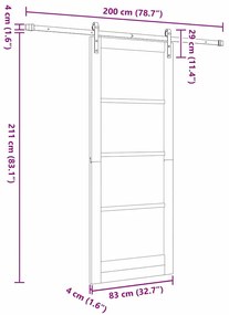 Porta Deslizante vidaXL com Conjunto de Ferragens 83x211 cm Madeira Só