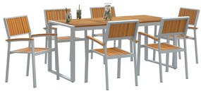 Mesa de Jantar de Jardim 7 Peças em Madeira Sólida de Acácia e Metal