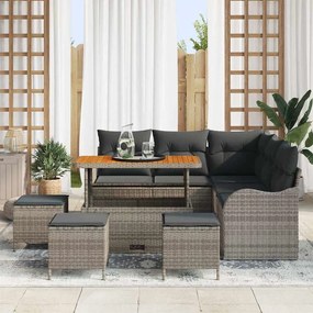 vidaXL Conjunto de Sofá de Jardim 9 pcs Cinzeto 110 x 55 x 71 cm