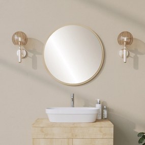 Espelho Decorativo Redondo – Bege – 60x60 cm