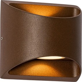 Candeeiro de parede exterior moderno castanho ferrugem com LED 2-luzes IP54 - Mal
