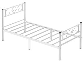 Estrutura de cama de metal elegante para quartos modernos. | VASAGLE | 198 x 91,8 x 86,4 cm | branco | RMB061W01.