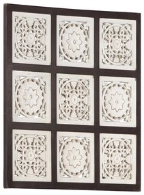 vidaXL Painel parede esculpido à mão MDF 60x60x1,5 cm castanho/branco