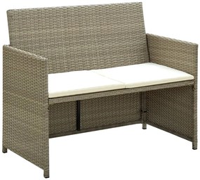 vidaXL Sofá de jardim de 2 lugares com almofadões vime PE bege