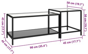 Mesas de centro 2 pcs vidro temperado preto