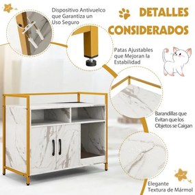 Móvel para Caixa de areia para gatos com prateleira 89 x 45 x 74,5 cm Cinza e Branco