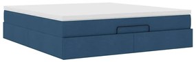 Estrutura de cama otomana com colchão 160x200 cm tecido azul