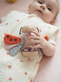 Chocalho de madeira com joaninha vermelho