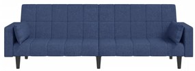 Sofá-cama 2 lugares com duas almofadas tecido azul