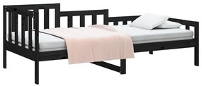 Sofá-cama 90 x 200 cm madeira de pinho maciça preto