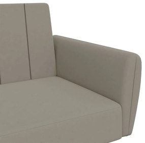 Sofá-cama de 2 lugares veludo cinzento-claro
