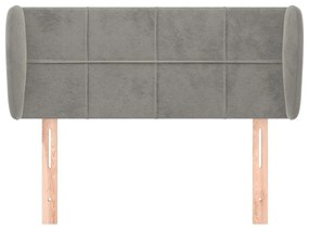 Cabeceira de cama c/ abas veludo 103x23x78/88 cm cinzento-claro