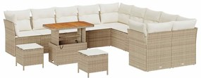 Conjunto de Sofá para Jardim vidaXL de 13 Peças com Almofadas Bege de