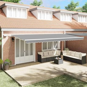 Toldo com Manual Branco 6 × 3,5 m Metal