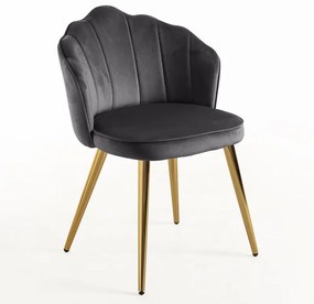 Cadeira Blume Gold Veludo - Cinza escuro