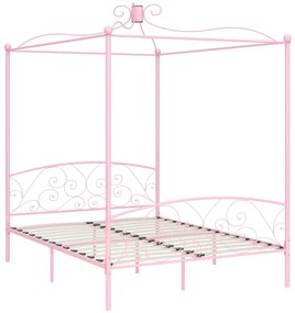 Estrutura de cama com dossel 160x200 cm metal rosa