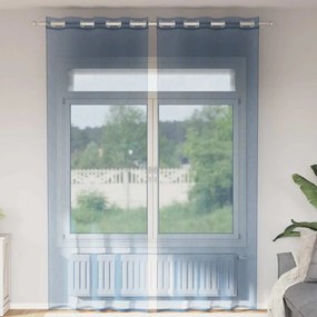 Cortinas de voile com ilhós 2 pcs azul real