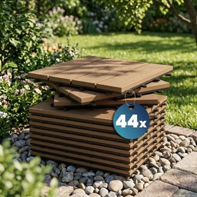 Conjunto de 44 unidades Ladrilhos compostos para terraços, 30 x 30 cm terracota