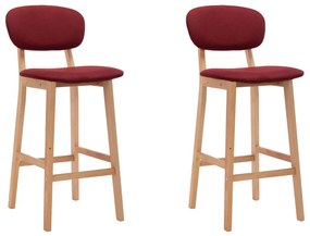 vidaXL Bancos de bar 2 pcs tecido vermelho tinto