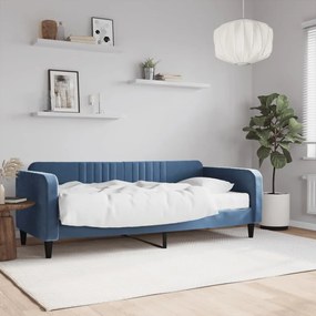 Sofá-cama com colchão 90x200 cm veludo azul