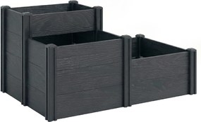 Outsunny Jardineira elevada, cama de jardim de 3 níveis com fundo aberto para flores, legumes, 120 x 80 x 64 cm, efeito madeira cinza | Aosom Portugal