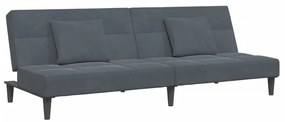 Sofá-cama 2 lugares c/ apoio de pés veludo cinzento-escuro