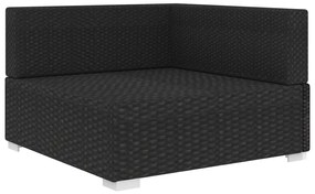 Cadeira de canto seccional c/ almofadões 1 pc vime PE preto