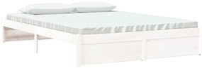 Estrutura de cama 160x200 cm madeira maciça branco
