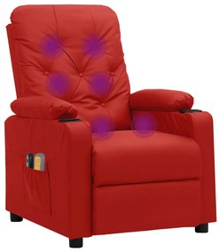 Poltrona reclinável elétrica couro artificial vermelho tinto