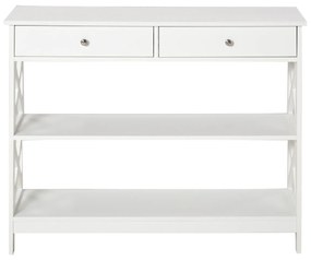 Mesa de console para Corredor com 2 gavetas e 2 prateleiras inferiores Móveis modernos 100x30.5x80 cm Branco