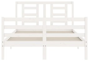 Estrutura de cama com cabeceira 120x200cm madeira maciça branco