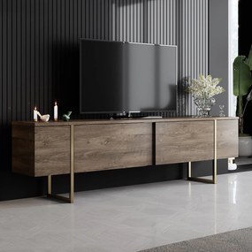 Móvel TV Luxe – Nogueira e Dourado – 180 cm x 30 cm x 50 cm