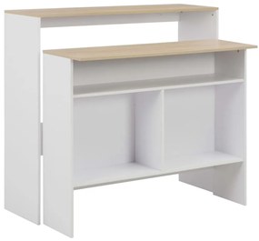 vidaXL Mesa de bar com 2 tampos 130x40x120 cm branco e carvalho
