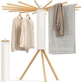 Estendal roupa dobrável, com suporte extensível 112 x 112 x 122 cm, economiza espaço cores naturais