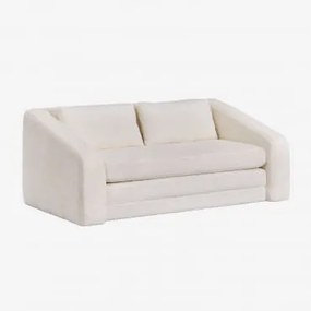 Sofá-cama De 2 Lugares Em Tecido Bouclé Dalila Bouclé Branco Pérola - Sklum