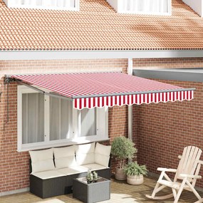 vidaXL Toldo Retrátil Vermelho e Branco 300 x 250 cm Poliéster e Metal