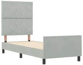 Cama vidaXL Cinza Claro 80x200 cm Veludo